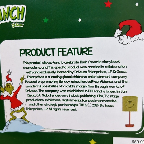 Grinch Fuzzy Face Lamp - Picture 9 of 10